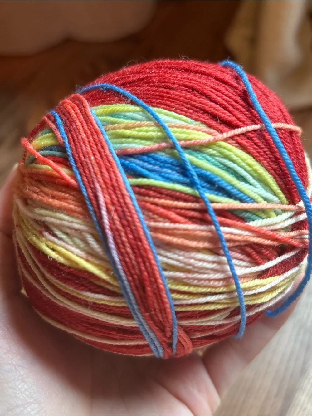 Yarn Fingering Weight Sock 95g Red Blue Green Wool Blend Knit Hand Dyed Indie